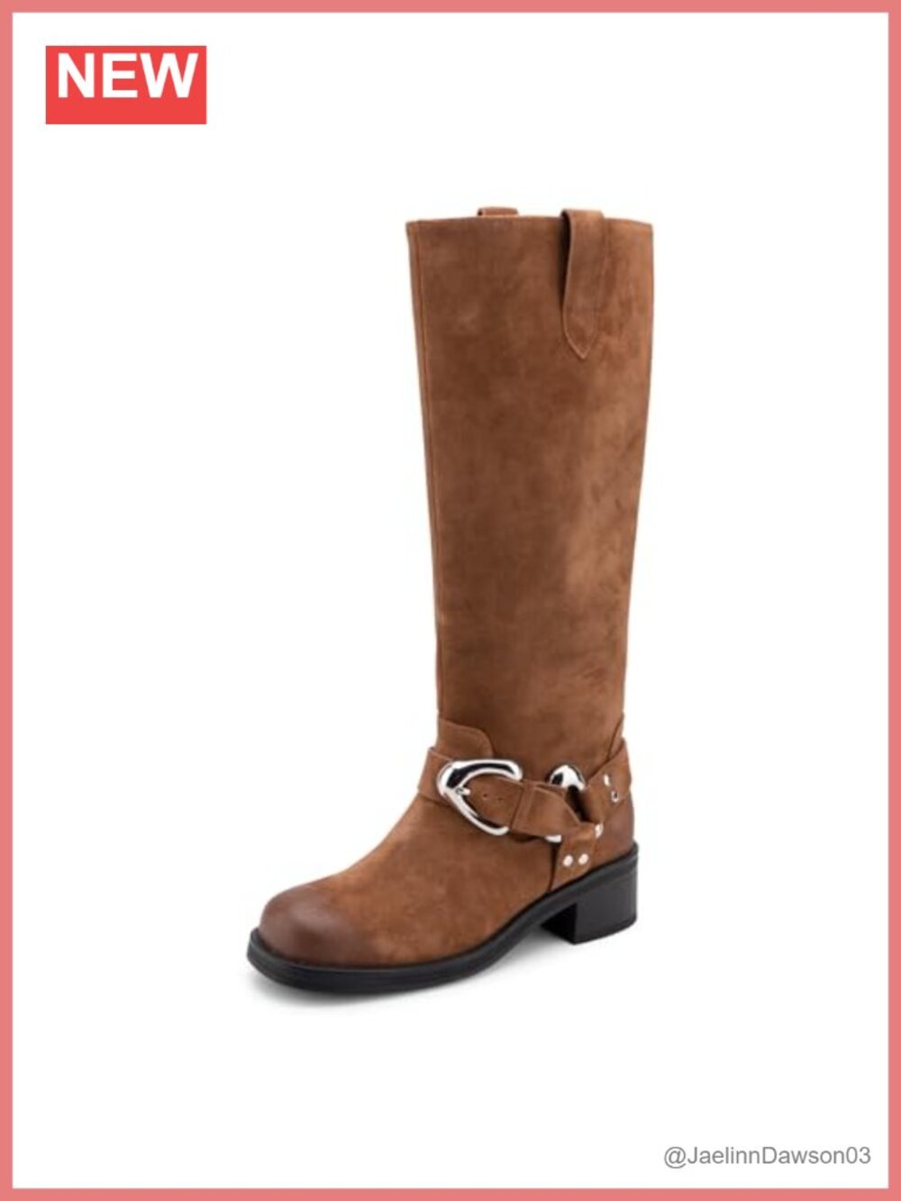 Knee-High Suede Boots with Buckle Harness Detail